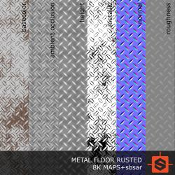 PBR substance material of metal floor rusted created in substance designer for graphic designers and game developers.